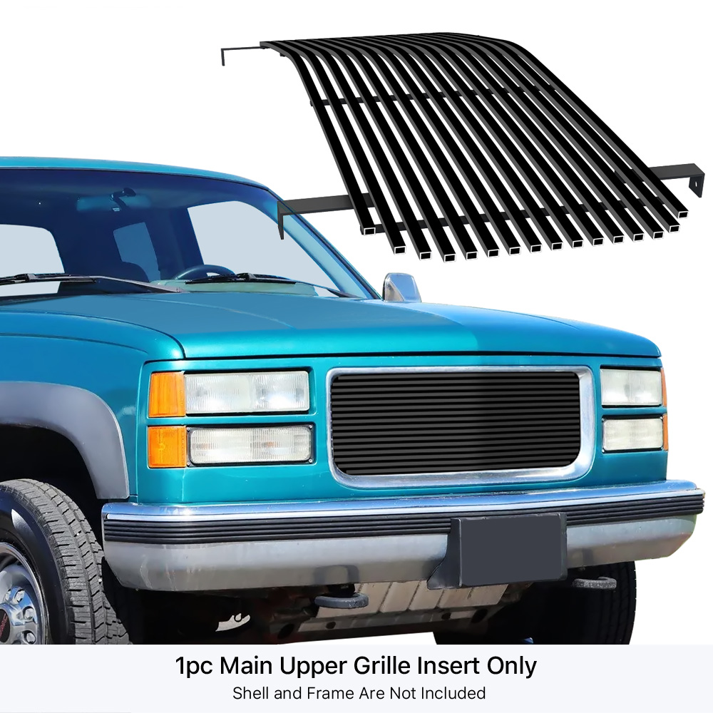 APS Compatible with GMC Suburban 1994-1999 94-99 Yukon 94-98 C K Pickup Main Upper Stainless Steel Black 8X6 High Density Billet Grille Insert G85012N APS 94-99 GMC Sierra C K Pickup Suburban Yukon ビレットグリル グリルインサート N19-A21058G