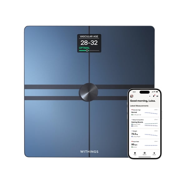 WITHINGS Body Comp: báscula para peso corporal y análisis corporal completo, con Wi-Fi y Bluetooth, báscula digital para bebés, medición precisa de grasa visceral, salud cardiovascular, compatible con