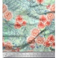 thumbnail image 1 of Soimoi Green Poly Georgette Fabric Leaves & Rose Flower Fabric Prints by Yard 42 Inch Wide, 1 of 1