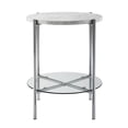 thumbnail image 3 of Pemberly Row Table d'Appoint Ronde en Faux Marbre de 20 Po en Blanc et Chrome, 3 of 4