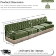 thumbnail image 2 of 135.6'' Modular Sectional Sofa, Chesterfield Velvet Cloud Couch, Upholstered 4-Seater Sofa with Button Tufted, Tassel Fringe Skirt, Deep Couches for Living Room, Bedroom, Apartment, Green, 2 of 11