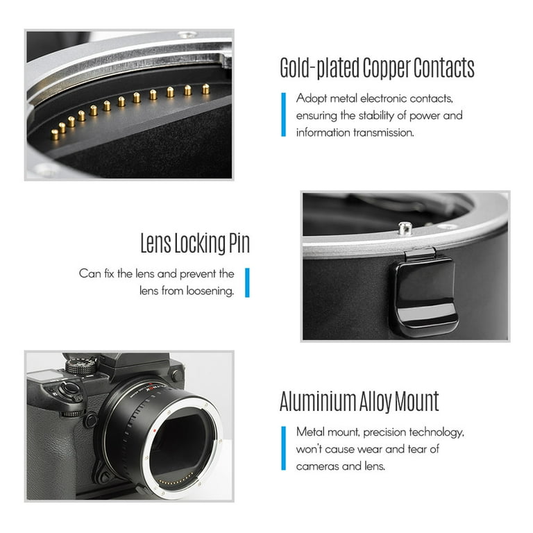 Viltrox DG GFX 45mm Automatic Electronic Macro Extension Tube Adapter Ring  Metal Electrical Contacts Support TTL Auto Focus AF AE Mode for Fuji G