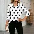 thumbnail image 2 of Women's Trendy Polka Dots Lapel Shirts Casual Long Sleeve Pullover Tunic Tops Dressy Loose Going Out Blouse, 2 of 5