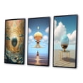 thumbnail image 3 of Designart "Infinite Possibilities in Retro Futurism" Abstract Landscape Framed Wall Art Set Of 3 - Blue Abstract Landscapes Frame Gallery Set For Office Decor, 3 of 6