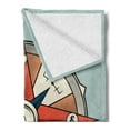 thumbnail image 2 of Compass Soft Flannel Fleece Throw Blanket, Compass Illustration Arrows Cartography Journey Path Always North, Cozy Plush for Indoor and Outdoor Use, 50" x 70", Pale Orange Turquoise, by Ambesonne, 2 of 5