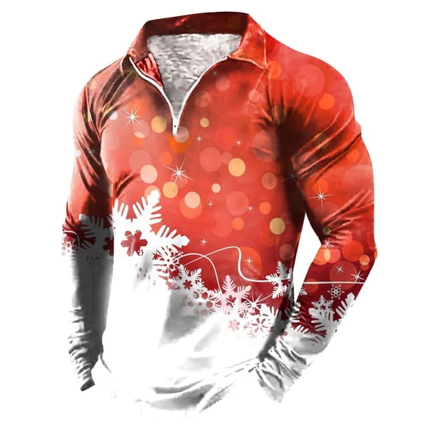 Pack De Playeras Para Hombre Camisa Navideña De Otoño E Invierno Para Hombre Camisa Superior Con Estampado De Árbol De Navidad En Capas Y Empalme De Colores Mixtos