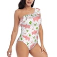 thumbnail image 3 of Sikiie Funny Little Pigs Print Women One Piece Swimsuits Tummy Control One Shoulder Bathing Suits Ruffle Swimwear, From S to XXL-Large, 3 of 6