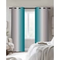 thumbnail image 3 of Turquoise Gray Ombre Blackout Curtains 54 Inches Long for Bedroom, Farmhouse Teal Gradient Modern Art Thermal Insulated Room Darkening Black Out Window Curtain Panels Grommet Drapes for Living Room, 3 of 8