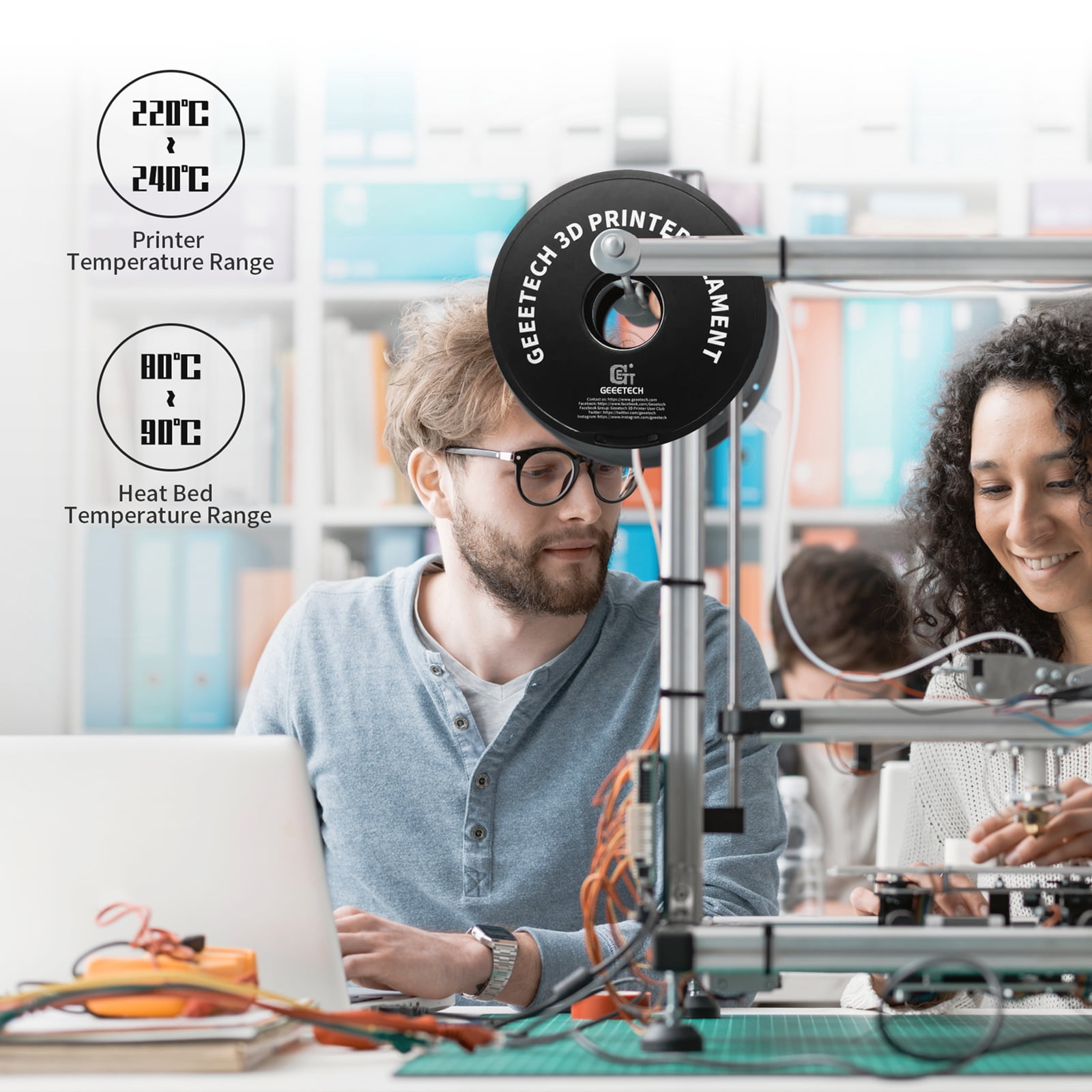 GEEETECH Aqua PETG Filament 1.75mm, Upgrade Stronger Toughness Printing Consumables, 10kg (22 lbs) Spool Fit Most FDM 3D Printer