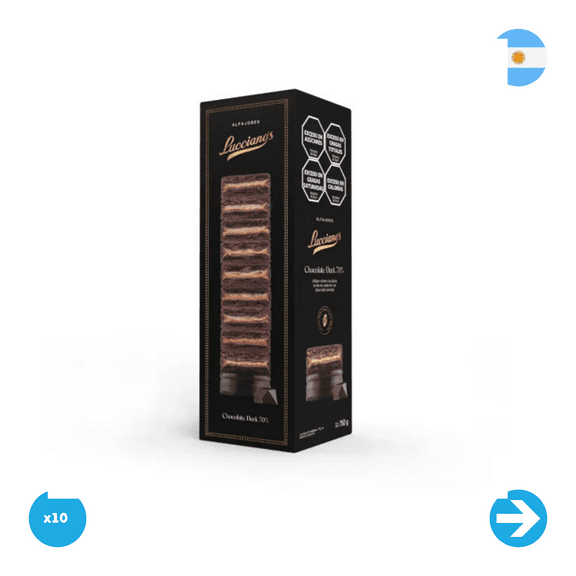 Lucciano's Alfajor Chocolates Dark x 10 Unidades. 750g