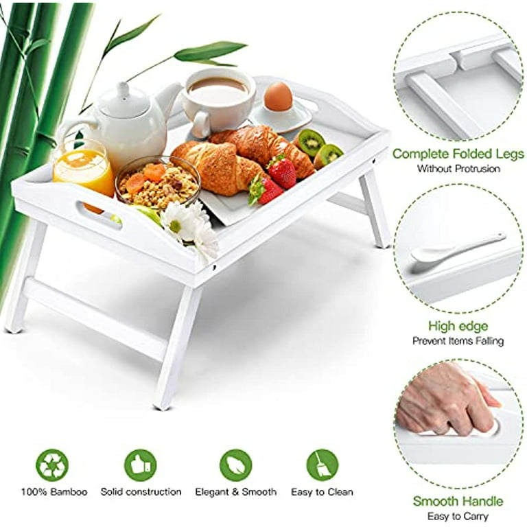 Pipishell Bamboo Bed Breakfast Tray, Bed Trays for Eating with Folding  Legs, Food Snack Tray, Used As Lap Tray for Bed, Sofa, Outdoor, Working