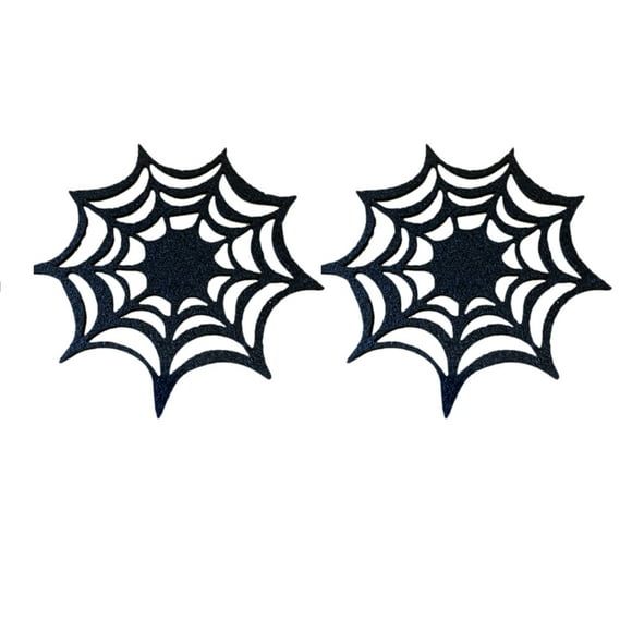 2 piezas Mantel individual temático de Halloween Posavasos de telaraña Mantel individual Mesa decorativa Manteles individuales Tapetes Suministros de decoración de Halloween Negro