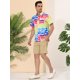 thumbnail image 4 of Camisa hawaiana Lars Amadeus a rayas manga corta con botones diseño tie-dye Amarillo azul T S, 4 of 6