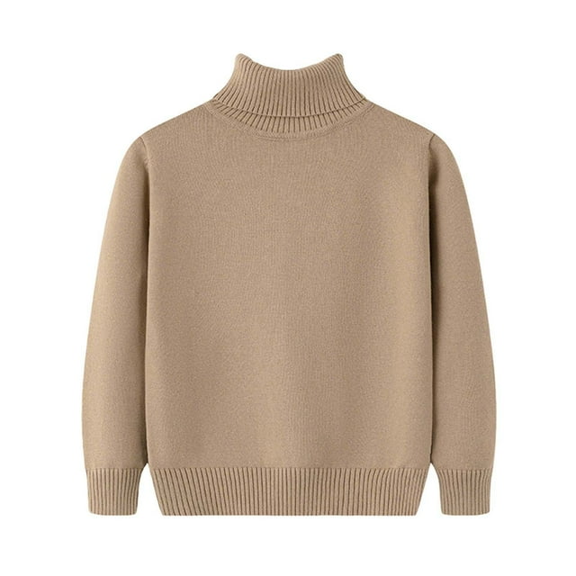 Dealovy Toddler Baby Sweaters Solid Color Pullover Basic Top Kids Fall High Neck Long Sleeve Cotton Blouses