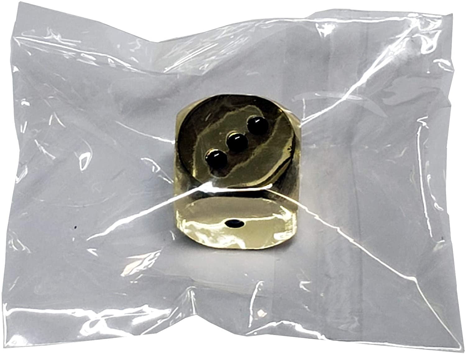 Cyber-Deals Set of (6) Solid Zinc Alloy Metal Polished Finish 16mm Dice (Gold with Black Dots) with Black Velvet Cloth Pouch