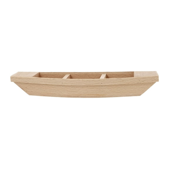 2 Pieces Mini Wooden Boat Landscape Supplies Ornaments Decor Canoe Sea Model for Kids