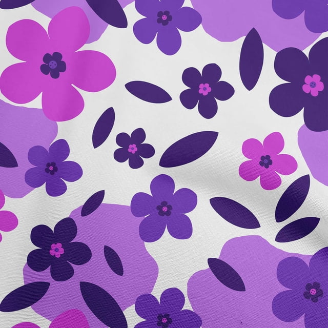 oneOone Tissu Polyester Spandex Violet Matériel de Robe Florale Tissu Imprimé Tissu au Mètre 56 Pouces de Large
