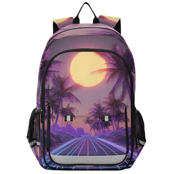 FORMRS Unisex School Backpack 17" Student Travel Bag with Laptop Compartment, Night Purple Road