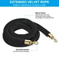 thumbnail image 3 of Unique Bargains 5.5 Feet Black Velvet Stanchion Rope, Crowd Control Barrier Rope with Snap Hook, Golden, 3 of 6