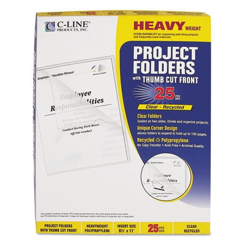 25/Bx -:- Sold as 2 Packs of Total of 50 Each C-Line : Project Folders Jacket 25 Clear / Letter Poly 