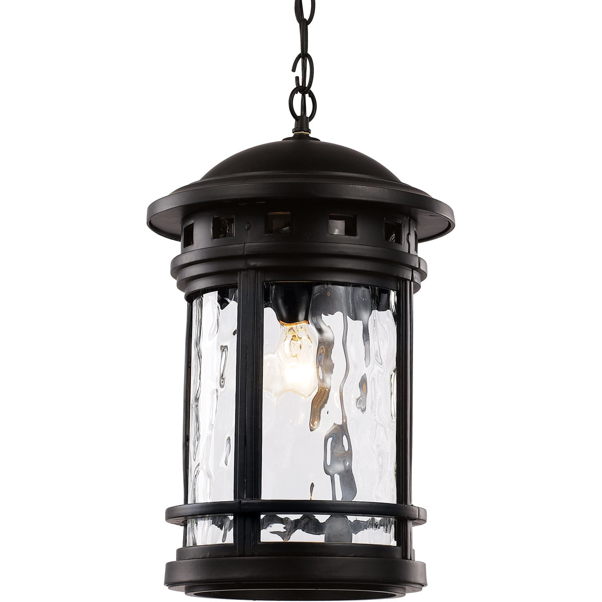 Outdoor Pendant 1 Light Fixture With Black Finished Metal E26 Bulb 11