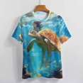 thumbnail image 3 of Nautical Green Sea Turtles T Shirts Basic T-Shirt Short Sleeve Ladies Tee Shirt Summer Graphic Clothing, 3 of 6