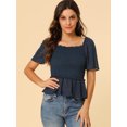 thumbnail image 2 of INSPIRE CHIC Women's Ruffle Peplum Square Neck Flare Short Sleeve Crop Smocked Blouse, 2 of 6