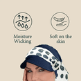 thumbnail image 3 of Ludovica ( Lunares Marinos): Sombrero para el Sol de Moda de Lujo con Bufanda / Sombreros y Bufandas de Playa de Verano para Mujer Protección Solar UPF 50+ / Gorra de Bambú para Vendedor de Periódicos, 3 of 10