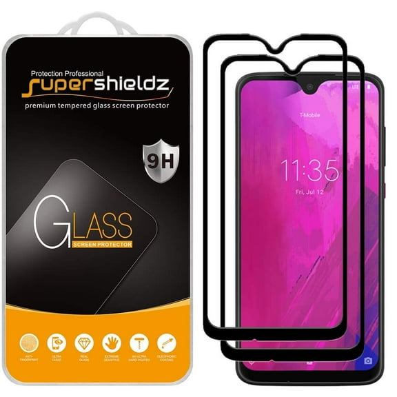 (2-Pack) Supershieldz Designed for T-Mobile Revvlry Plus [Full Screen Coverage] Tempered Glass Screen Protector, Anti-Scratch, Bubble Free (Black Frame)