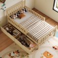 thumbnail image 3 of Cama de plataforma de madera de tamaño doble con barandillas en ambos lados y dos cajones de almacenamiento, 3 of 5