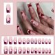 thumbnail image 1 of Uñas postizas a presión, regalo para mujer, 24 piezas, diseño de pipa de agua brillante, para San Valentín, vino francés, rojo, amor, parche para uñas., 1 of 5