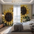 thumbnail image 2 of Sunflower Blackout Curtains for Bedroom/Living Room, Pinch Pleated Black Out Curtains, Vintage Bee Summer Botanical Rustic Room Darkening Window Drapes with Hooks 2 Panels, 39"x70", 2 of 8