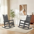 thumbnail image 4 of LOYALICE 2PC HDPE Outdoor Rocking Chair for Porch Patio, All-Weather High Back Rocker with Wood-Grain Texture, Heavy-Duty Deck Garden Seating, Fade-Resistant & Easy to Clean,Gray, 4 of 10