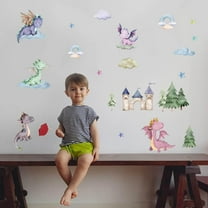 Cartoon Dinosaur Tree Wall Stickers Cartoon Dinosaur Vinyl Wall Decals Trees Adhesive Sticker DIY Vinyl Art Decor for Bedroom Living Room Children's Room Nursery Large Size Decor DIY