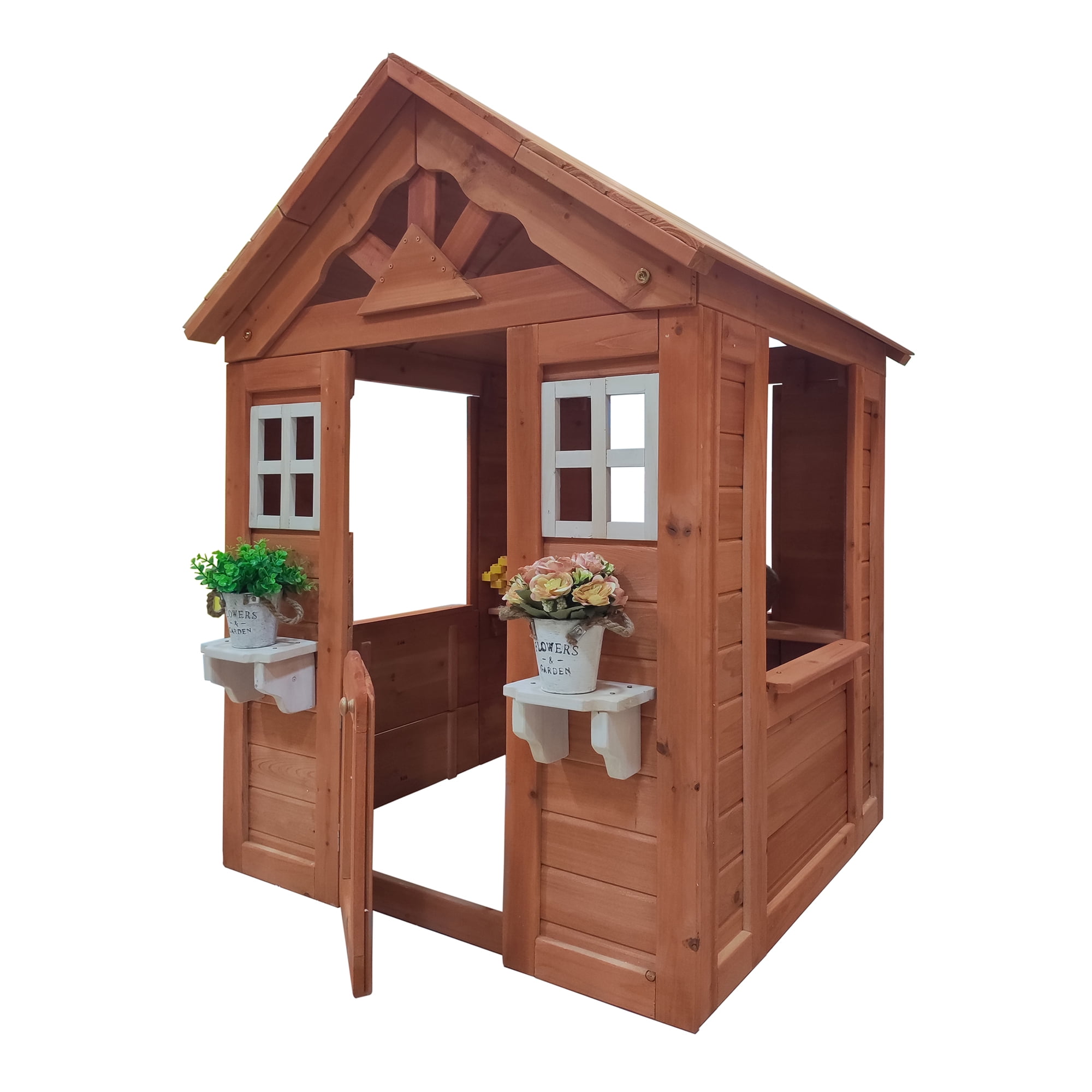 CIPACHO 55" Wooden Kids Playhouse with 2 Windows and Flowerpot Holder, Outdoor Play House for Kids Ages 4-8, Orange CIPACHO 55" Wooden Kids Playhouse with 2 Windows and Flowerpot Holder, Outdoor Play House for Kids Ages 4-8, Orange