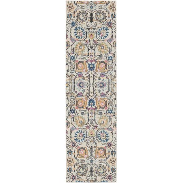 HomeRoots 385205 2 x 8 ft. Ivory & Multi Color Floral Buds Runner Rug