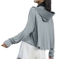 thumbnail image 3 of Women's UV Sun Protection Hoodie Jacket With Zipper Lightweight Long Sleeve Sun Shirt Breathable Loose-Fitting Cycling Clothing Cooling Women Hooded Coat Ultra Wrinkle Resistant Clothes, 3 of 4