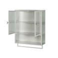 thumbnail image 5 of 23.62" Wall Cabinet with 2 Glass Doors, Metal Hanging Cabinet with Rack, Open Shelf and Two-tier Enclosed Storage, Storage Cabinet Medicine Cabinet for Bathroom Kitchen, White, 5 of 9