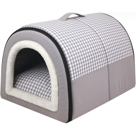 Dog House Indoor 2 in 1 Foldable Cat Igloo Beds with Removable Cushion Non-Slip Dog Bed House Waterproof Warm Cat Cave Washable Covered Dog Bed