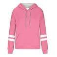 thumbnail image 5 of Htigea Womens Long Sleeve Hoodies Casual Drawstring Hooded Sweatshirt with Pockets Trendy Striped Color Block Pullover Tops Pink L, 5 of 5