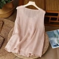thumbnail image 5 of Cotton Linen Tank Tops for Womens Summer Sleeveless Crewneck Blouse Casual Solid Color Loose Outdoor Basic Shirt Pink L, 5 of 5