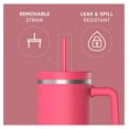 thumbnail image 4 of Voyager 40 Oz Stainless Steel with Handle, Insulated Water Bottle With Straw & Lid, Cupholder Friendly Reusable Travel Mug (Hot Pink), 4 of 8
