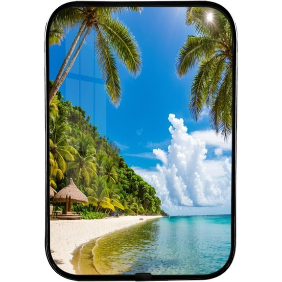 12x8 Inches Framed Coast Wall Art Decor with Black Frame and Decorative Beach Pictures Print For Bathroom, Modern Home Decor, Crystal Porcelain Painting Wall Decor