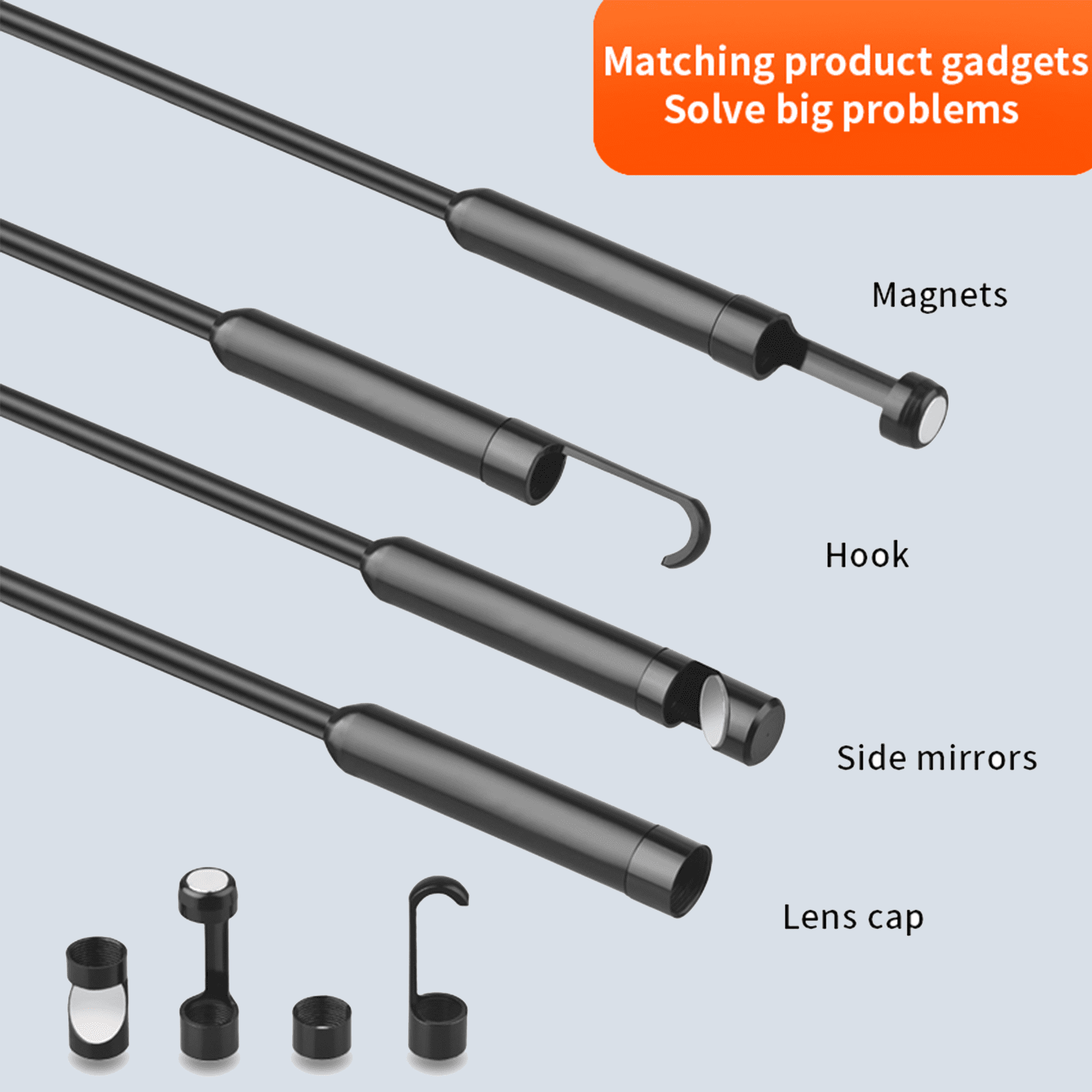 WOORNIGOJIN Wireless Endoscope，wireless endoscope camera with 8 LED Lights, 8mm 3 in 1 USB Snake Camera, Waterproof IP67 Inspection Camera for OTG Android, iPhone (10FT)