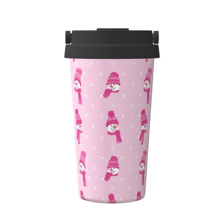 

KLL Pink Scarf Snowman Pattern Stainless Steel Vacuum Insulated Tumbler - Carry Insulated Coffee Mug - Reusable Insulated Cold Brew Iced Coffee Cup Thermos