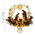 thumbnail image 2 of TTJ Lighted Nativity Christmas Tree Topper, 7.87 Inch Wrought Iron Metal Tree Top Decoration with Holy Family, Star Arch and Warm LED Lights, Gold Religious Holiday Decor(B), 2 of 6