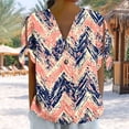 thumbnail image 2 of Going out Tops for Women V Neck Button Floral Printed Tie Shoulder Short Sleeve Blouses Summer Casual Shirts (L, Orange), 2 of 7
