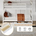 thumbnail image 6 of LAZZO Twin Over Twin Bunk Bed with Storage Drawers, Convertible Solid Wood Bunk Bed with Ladder & Safety Guardrail, No Box Spring Needed, White, 6 of 9