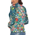 thumbnail image 3 of Colorful Ditsy Floral Print Christmas Tree Women's Turtleneck Sweater Long Sleeve Ribbed Fitted Turtle Neck Casual Fall Winter Collection Top S, 3 of 4