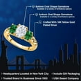thumbnail image 2 of Gem Stone King 18K Yellow Gold Plated Silver White Moissanite and Green Created Emerald Filigree Style 3 Stone Ring for Women (2.20 Cttw, Oval 8X6MM and 6X4MM) (Size 7), 2 of 6
